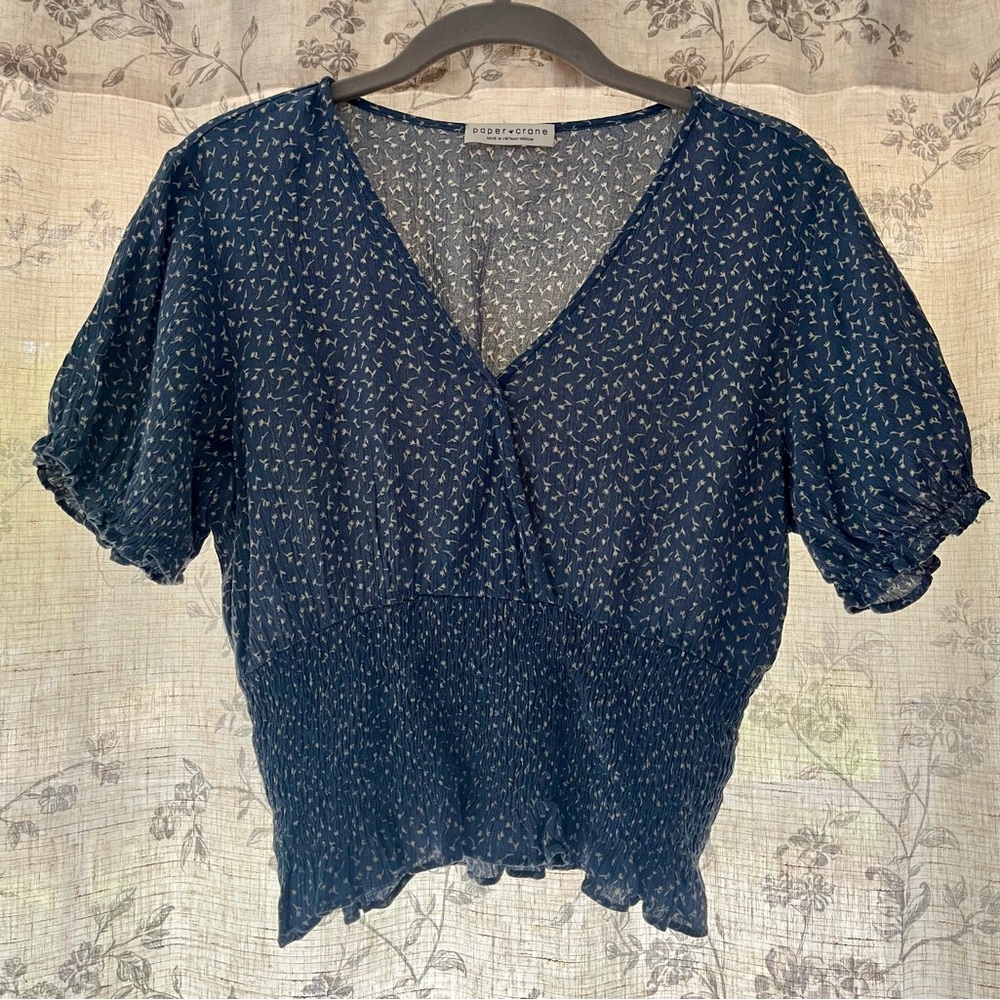 Paper Crane Blue Patterned Blouse